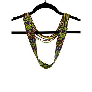 Beaded Statement Necklace Colorful Seed Bead Geometric Design Fashion‎ Jewelry